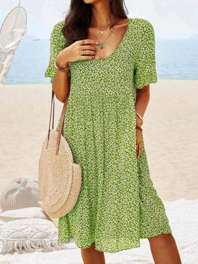 Dames Zomer Midi Jurk Bloemenprint