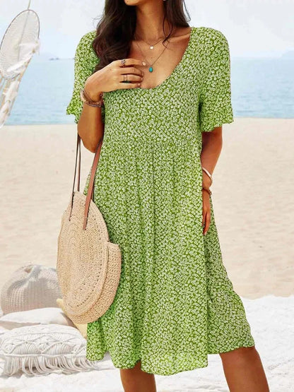 Dames Zomer Midi Jurk Bloemenprint