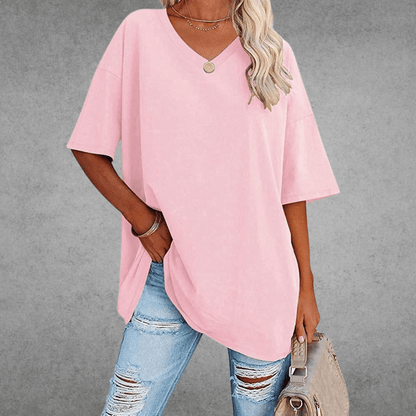 Dames Oversized T Shirt Met V Hals