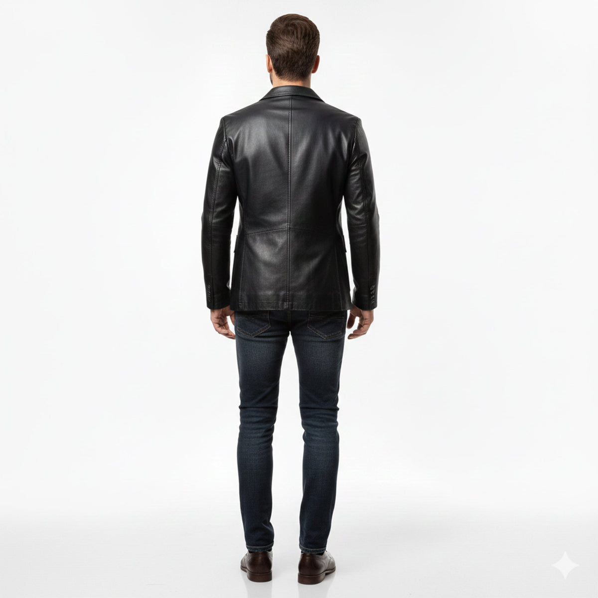 Heren Lange Leren Jas Relaxed Fit