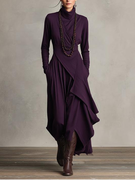 Dames Asymmetrische Gebreide Maxi Jurk