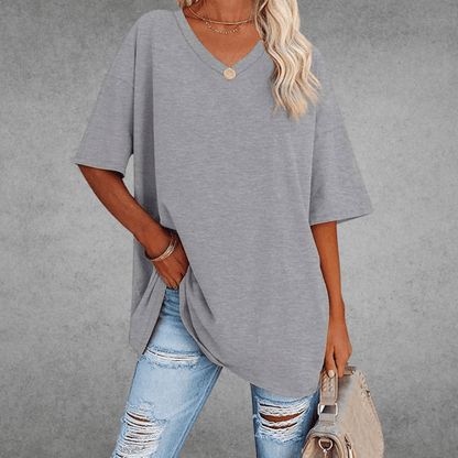 Dames Oversized T Shirt Met V Hals