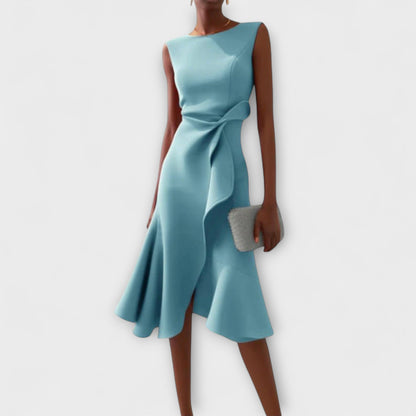 Dames Asymmetrische Midi Jurk Gedrapeerd