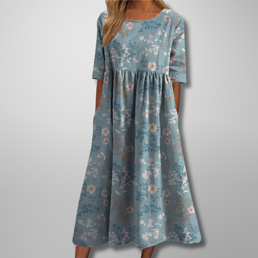 Dames Ontspannen Midi Jurk met Bloemenprint