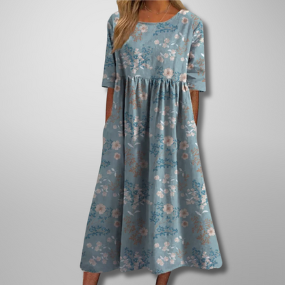 Dames Ontspannen Midi Jurk met Bloemenprint