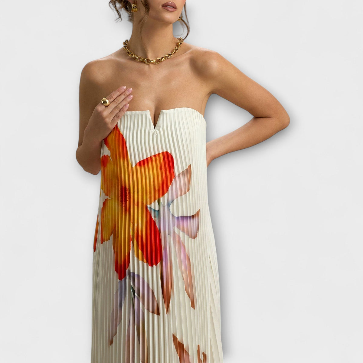 Dames Maxi Jurk met Bloemenprint en Sweetheart Halslijn