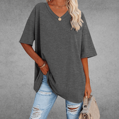 Dames Oversized T Shirt Met V Hals