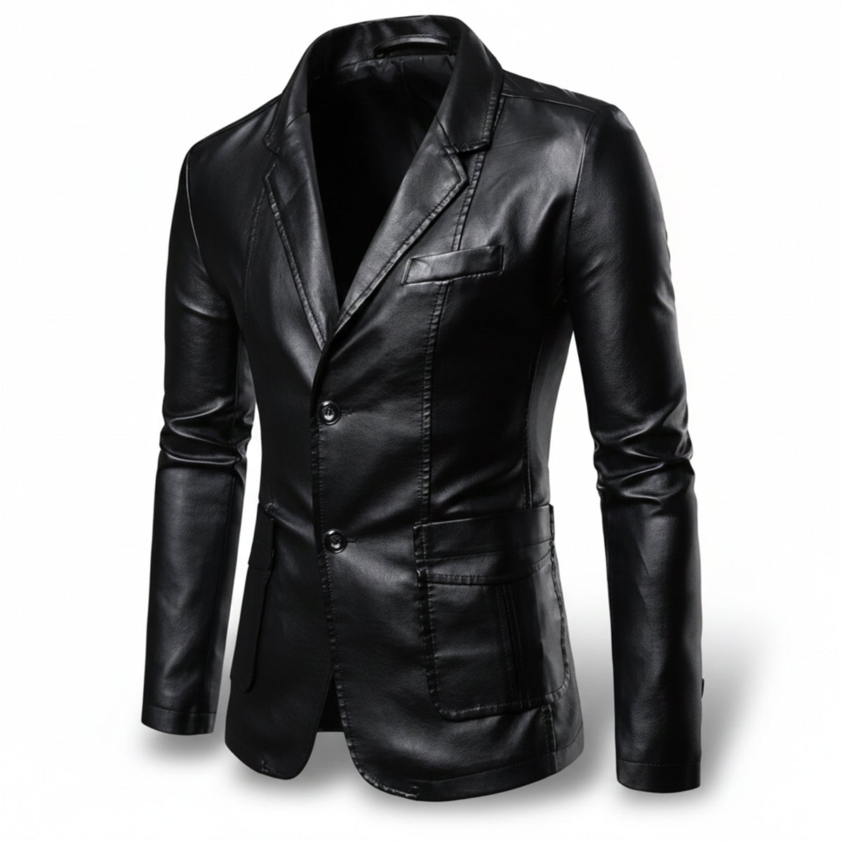 Heren Lange Leren Jas Relaxed Fit