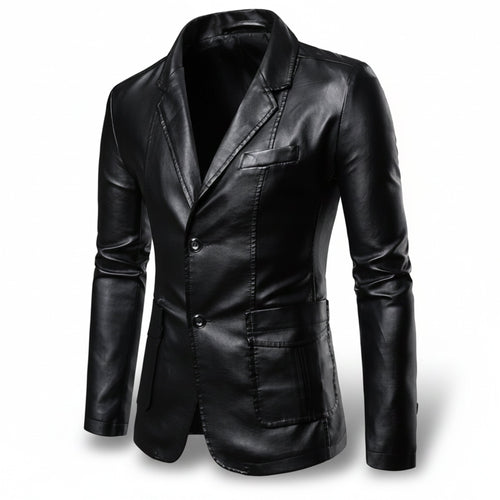 Heren Lange Leren Jas Relaxed Fit