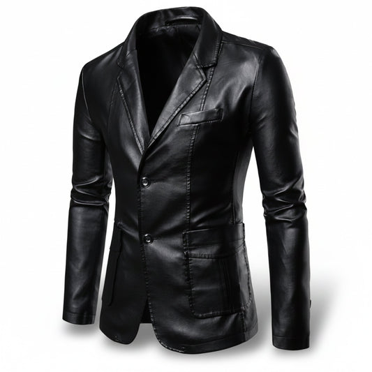 Heren Lange Leren Jas Relaxed Fit