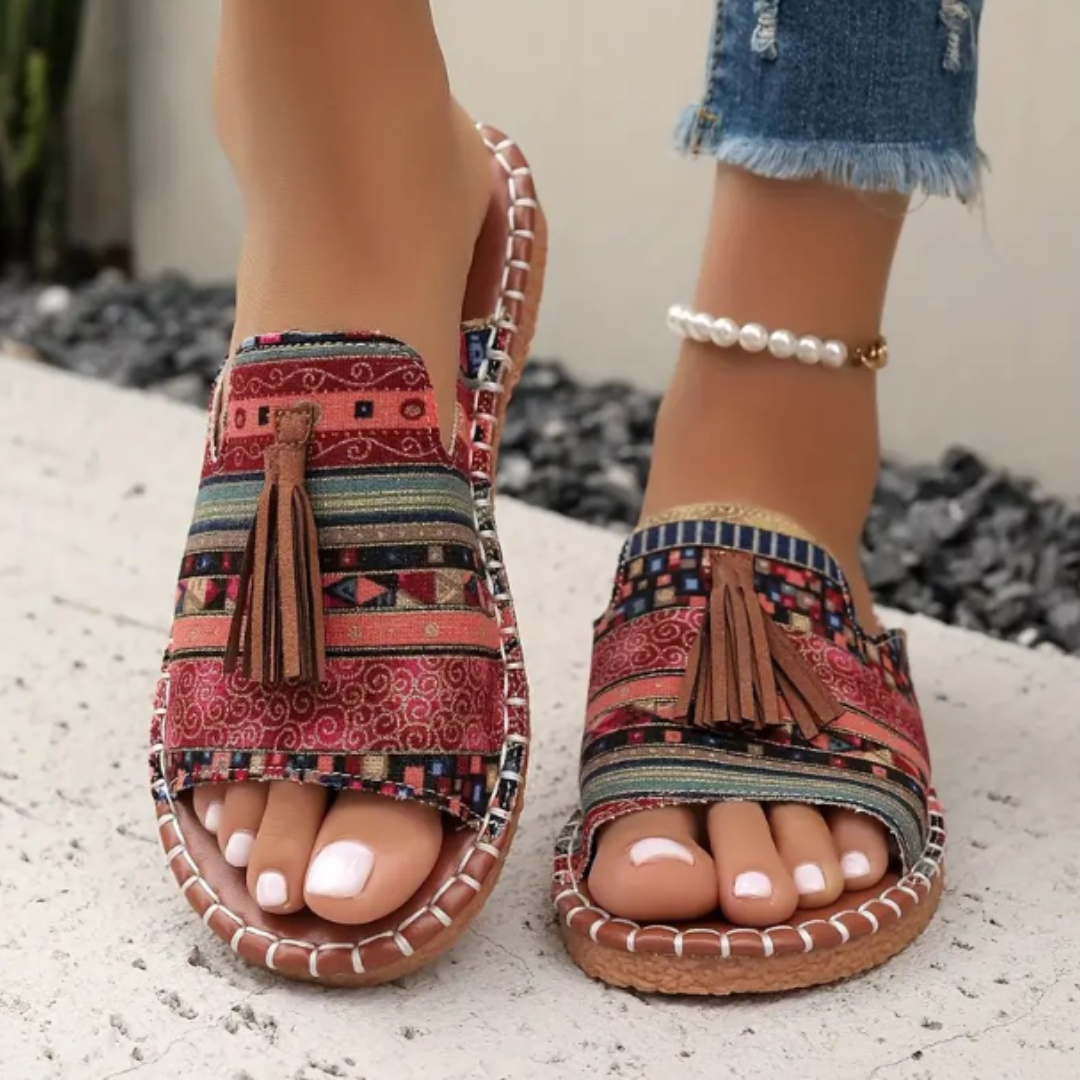 Dames Open Teen Instap Sandalen met Kwastjes