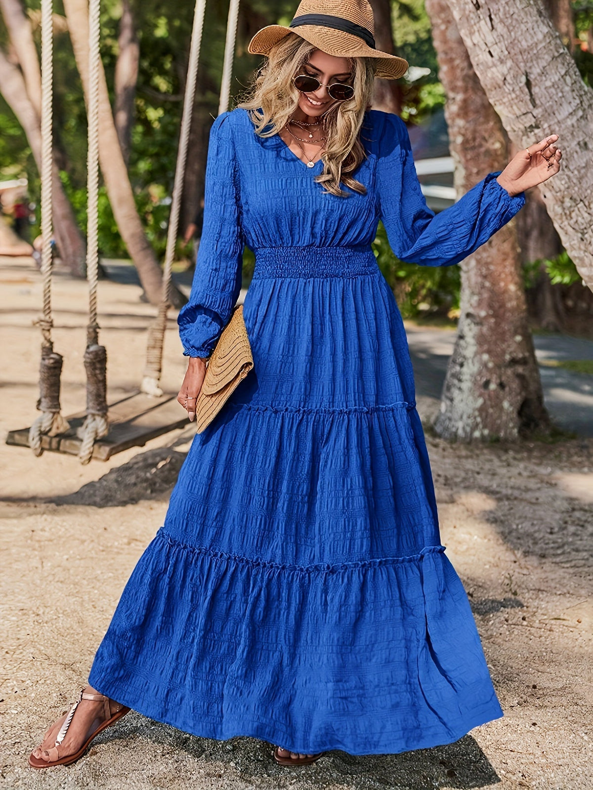 Dames Maxi Jurk met Lantaarnmouwen