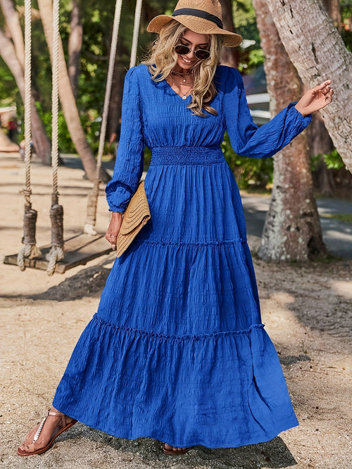 Dames Maxi Jurk met Lantaarnmouwen