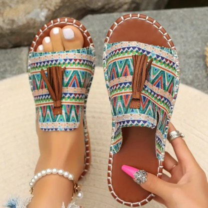 Dames Open Teen Instap Sandalen met Kwastjes