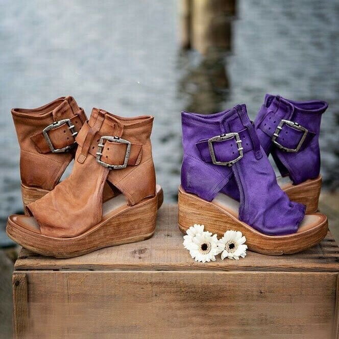 Dames Bohemian Sleehak Sandalen met Gesp