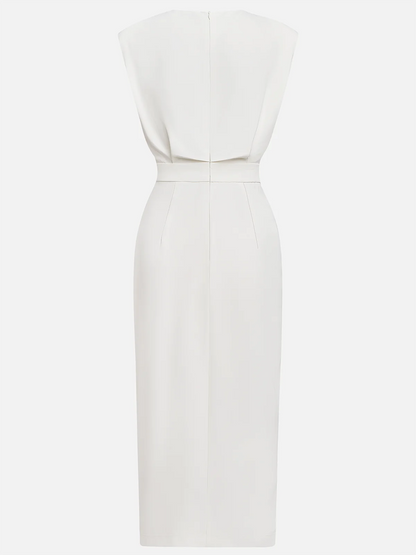 Dames Mouwloze Midi Jurk met Zijknopen