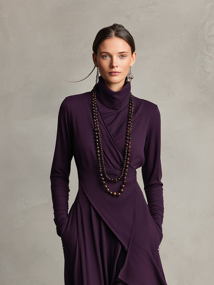 Dames Asymmetrische Gebreide Maxi Jurk