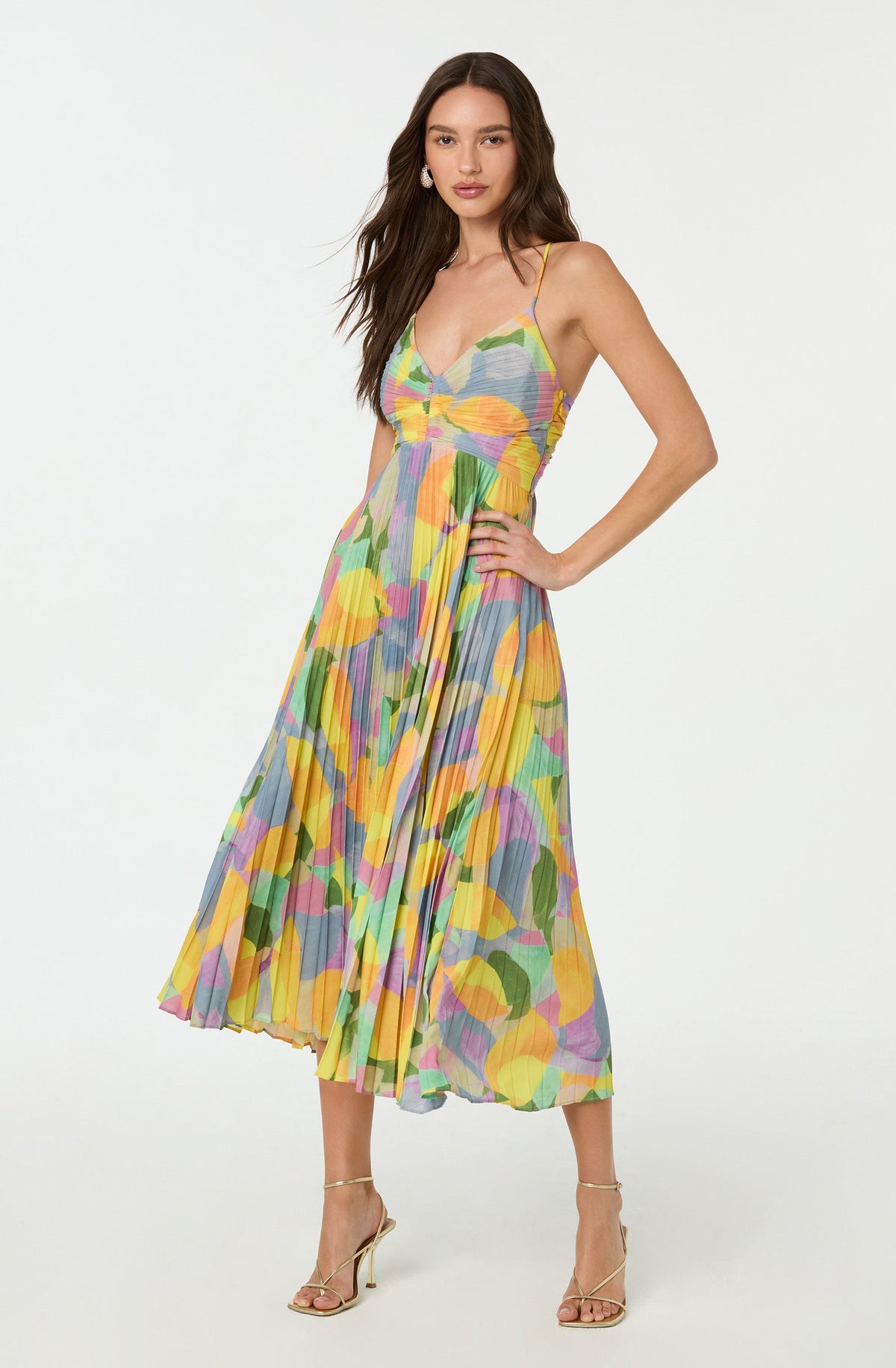 Dames Geplooide Maxi Jurk met Kruisband Achterkant
