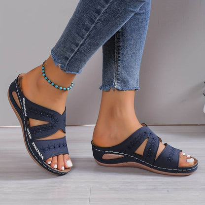 Dames Instap Sandalen met Uitgesneden Zijkanten