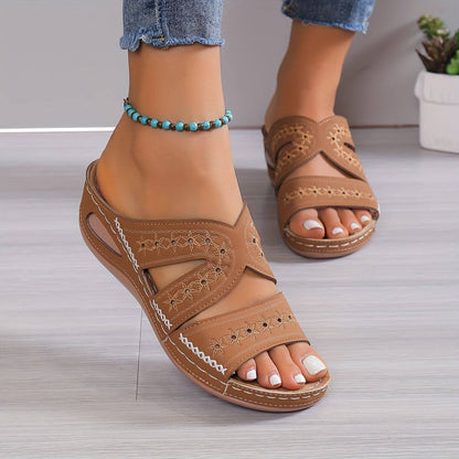 Dames Instap Sandalen met Uitgesneden Zijkanten