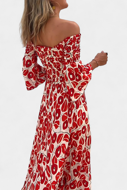 Dames Off Shoulder Maxi Jurk Bloemenprint