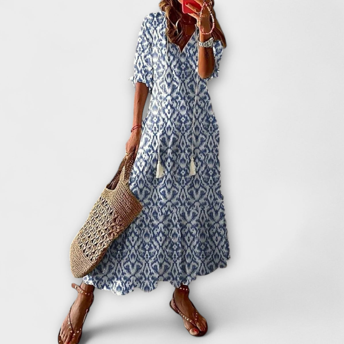 Dames Bohemian Zomerjurk met Vloeiende Pasvorm