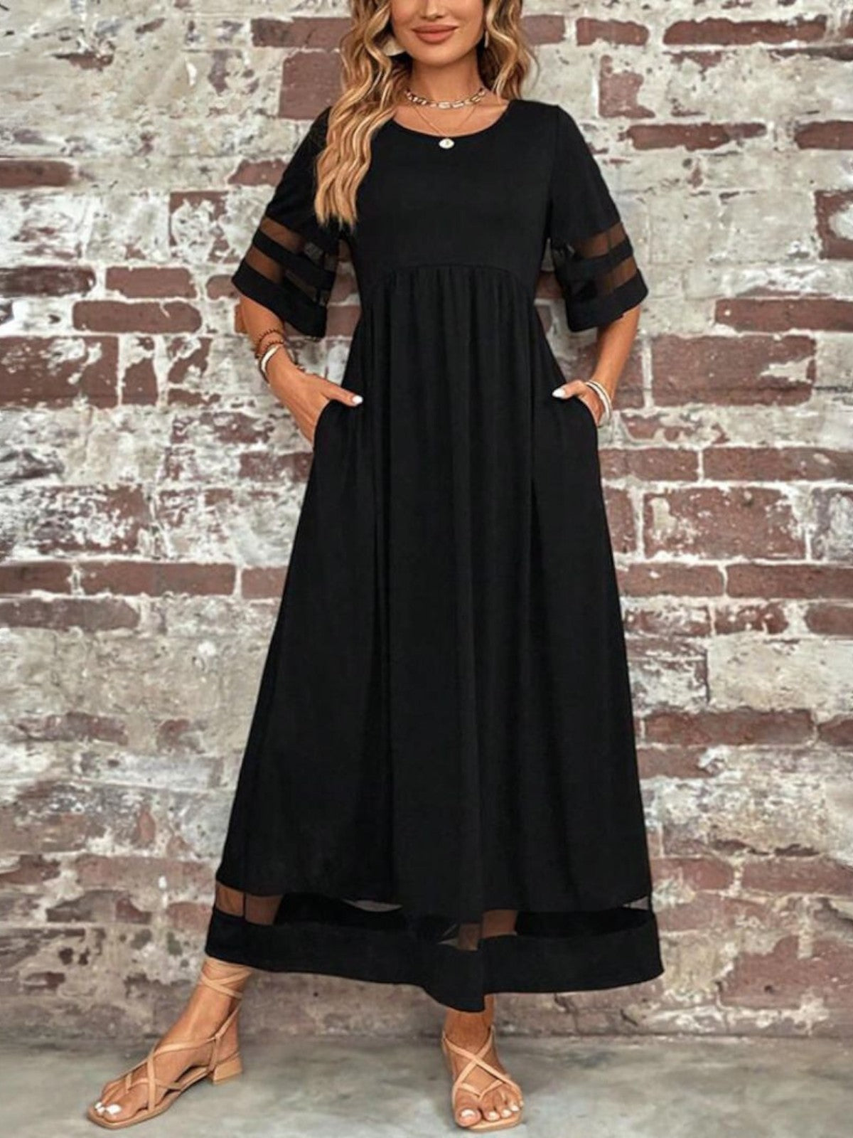 Dames Maxi Jurk Ronde Hals