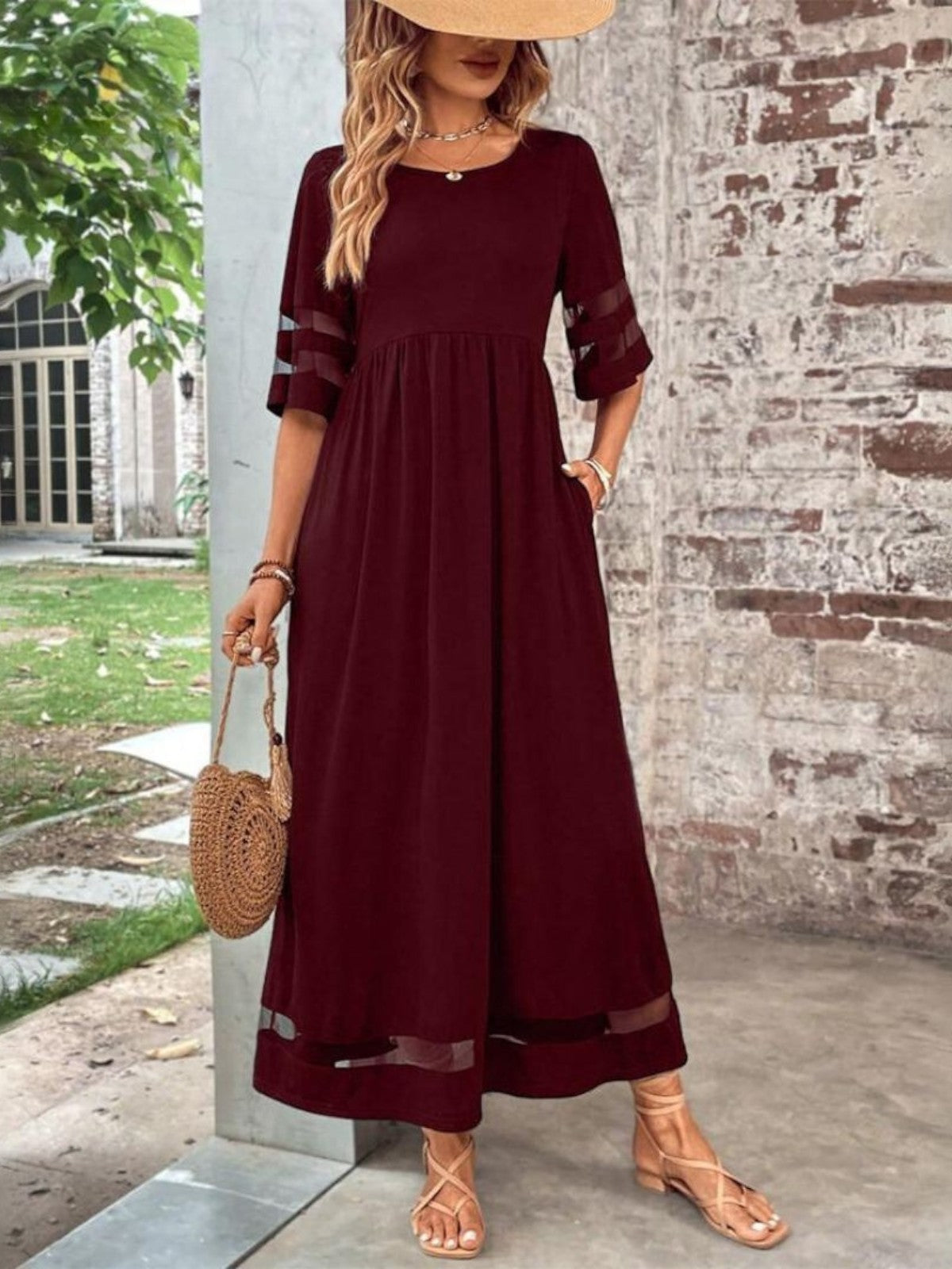 Dames Maxi Jurk Ronde Hals