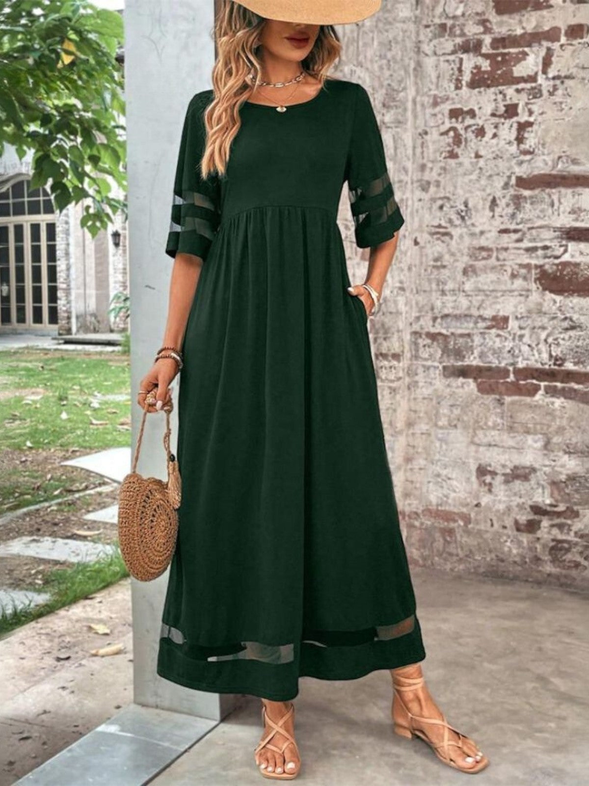 Dames Maxi Jurk Ronde Hals