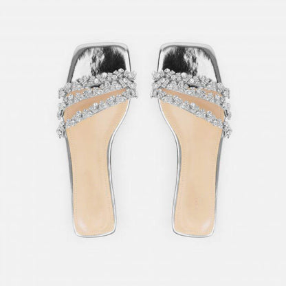 Dames Platte Sandalen met Strass Details