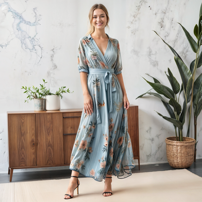 Dames V Hals Midi Jurk