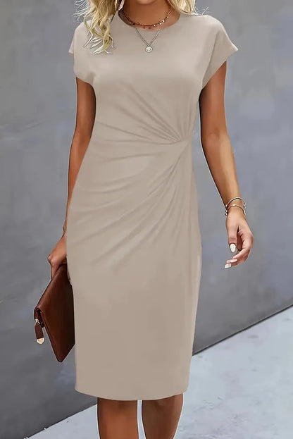 Dames Midi Jurk met Geplooide Taille
