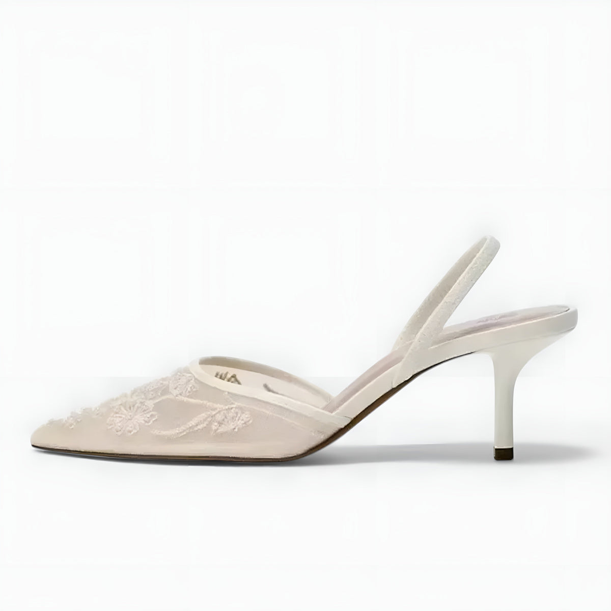 Dames Mesh Slingback Hakken Bloemenprint