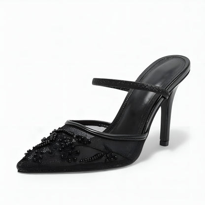 Dames Mesh Slingback Hakken Bloemenprint
