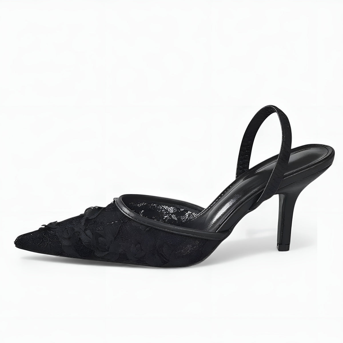 Dames Mesh Slingback Hakken Bloemenprint