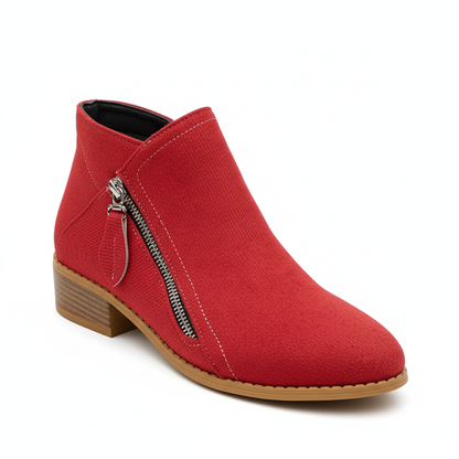 Dames Suède Enkelboots Met Ritssluiting