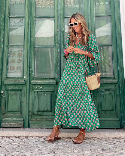 Dames Moeiteloze Lente Midi Jurk
