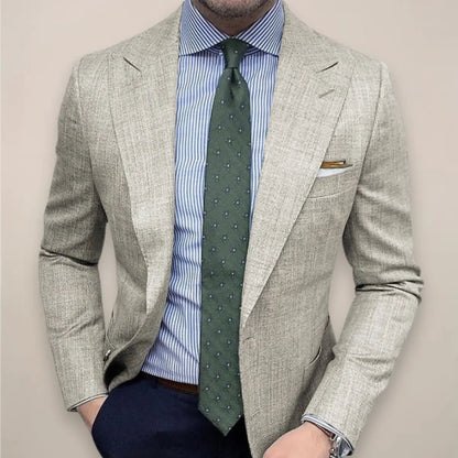 Heren Slim Fit Linnen Blazer Smart Casual