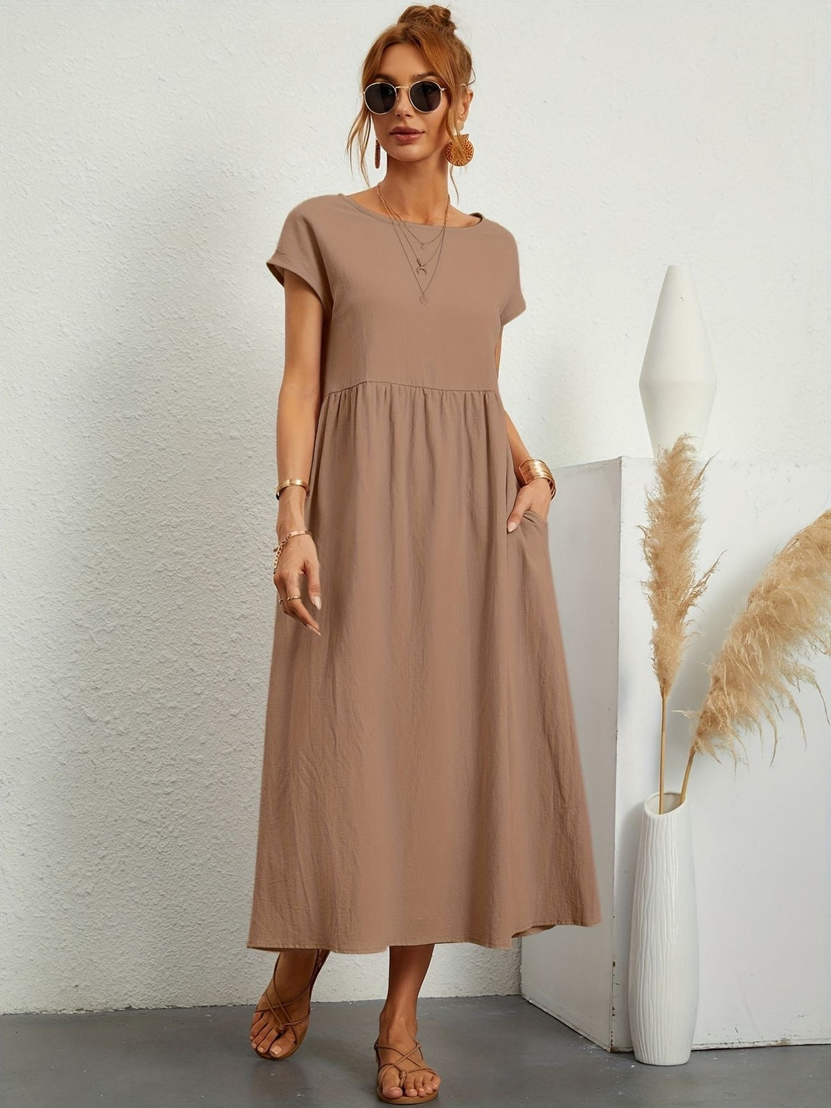 Dames Elegante Lichte Midi Jurk