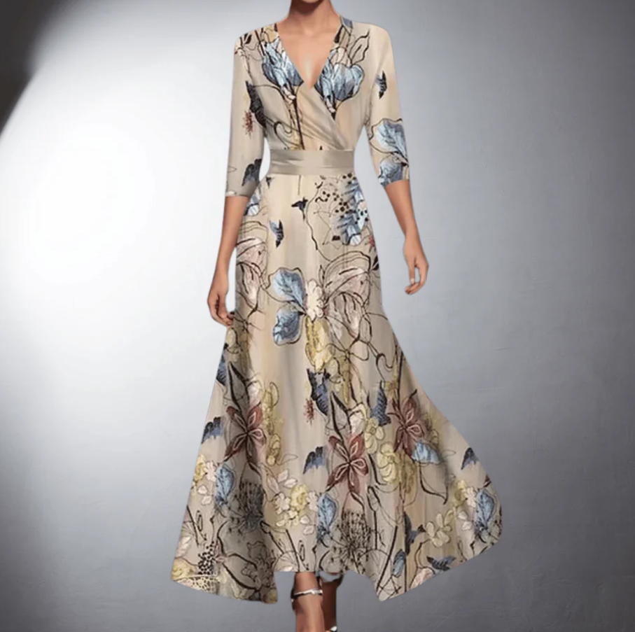 Dames Wikkel Maxi Jurk met V Hals