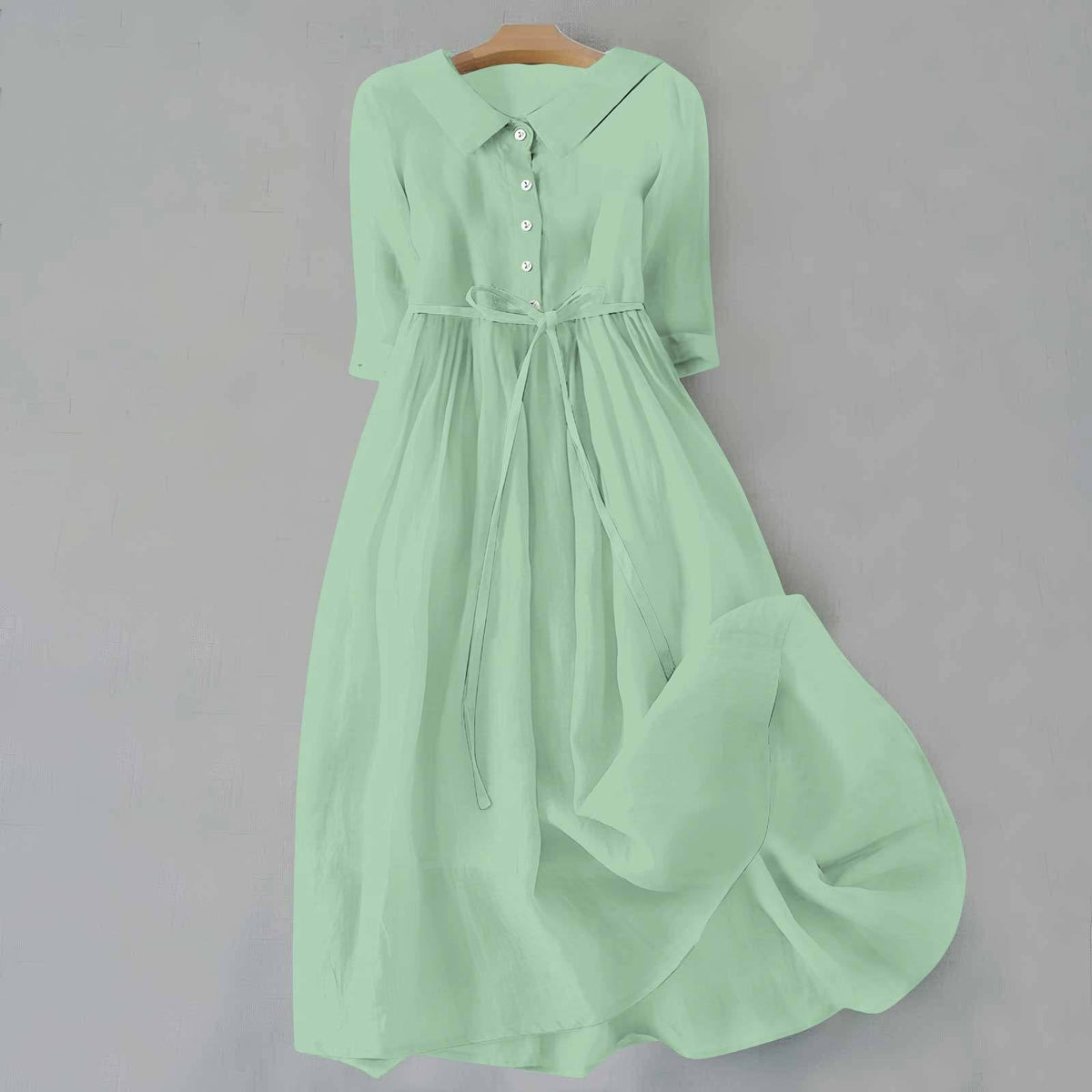 Dames Casual Midi Jurk met Geplooide Taille