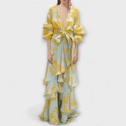 Dames Chiffon Maxi Jurk met Print