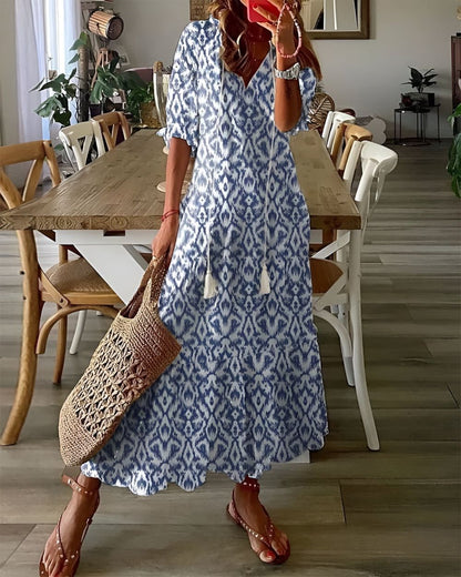 Dames Boho Midi Jurk met Bedekkend Ontwerp