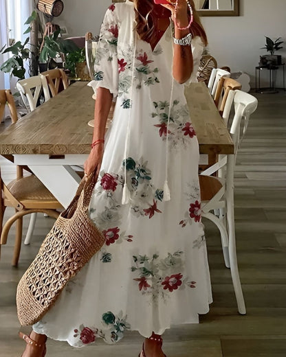 Dames Boho Midi Jurk met Bedekkend Ontwerp