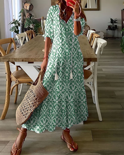 Dames Boho Midi Jurk met Bedekkend Ontwerp
