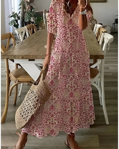 Dames Boho Midi Jurk met Bedekkend Ontwerp