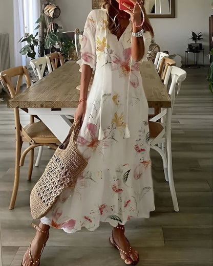 Dames Boho Midi Jurk met Bedekkend Ontwerp