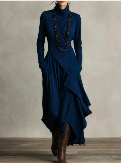 Dames Asymmetrische Gebreide Maxi Jurk