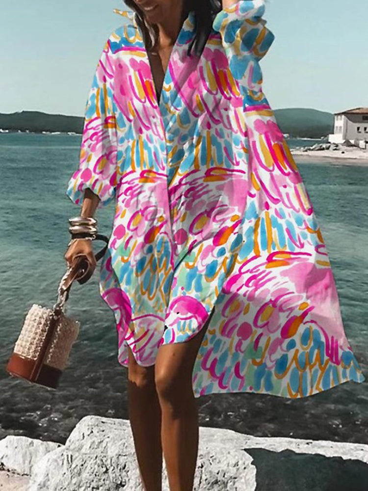 Dames Midi Shirt Jurk Zomer
