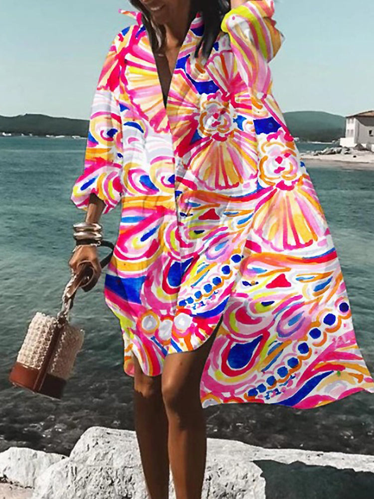 Dames Midi Shirt Jurk Zomer